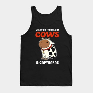 Easily Distracted by Cows and Capybaras Cartoon Tank Top